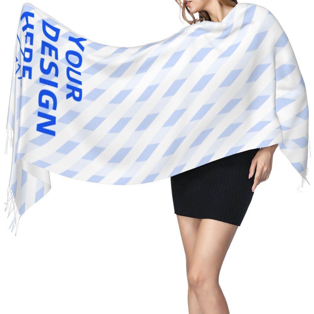 Vertical Faux Cashmere Warm Fringe Scarf - P12 Hub Europe