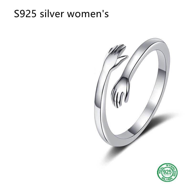 S925 Silver Hug Palm Finger Smooth Exquisite Couple Ring - P12 Hub Europe