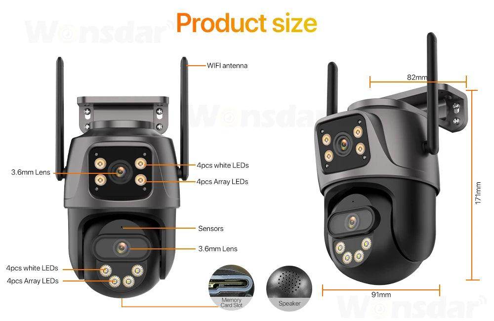 Outdoor Camera 4K 8MP 3-Lens Outdoor Cam | AI Track, PTZ, Color Night - P12 Hub Europe