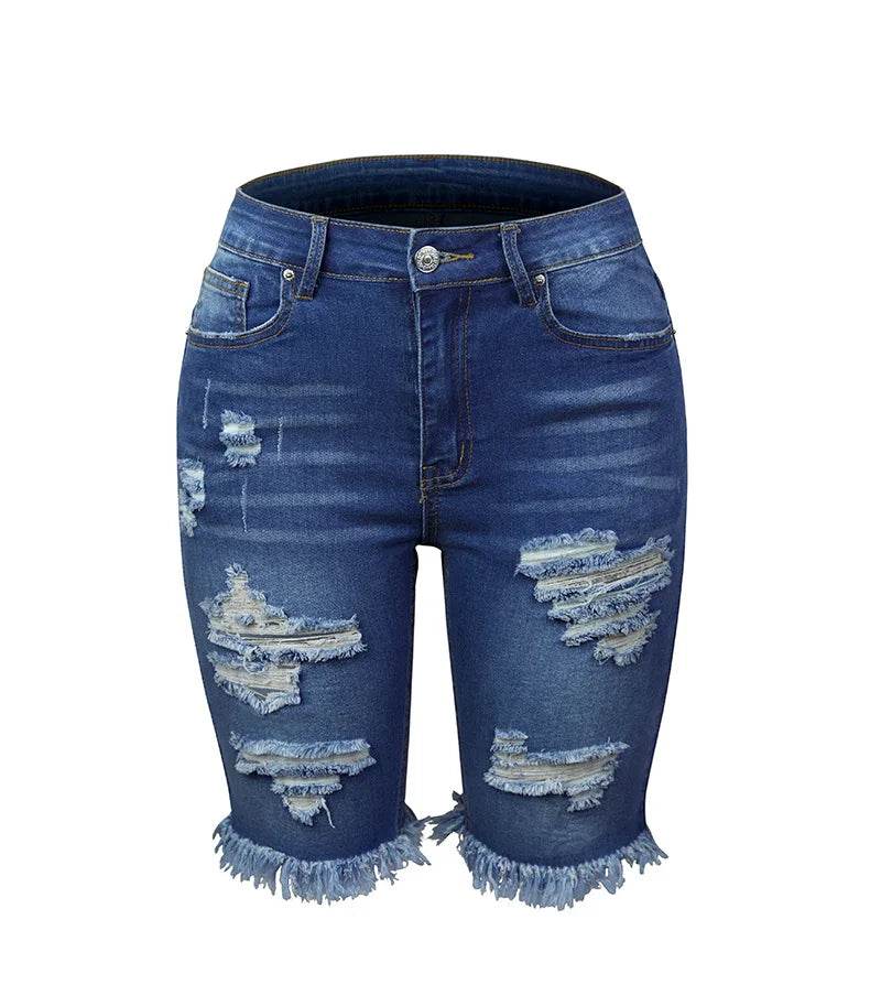 Ripped Tassel Denim Shorts - P12 Hub Europe