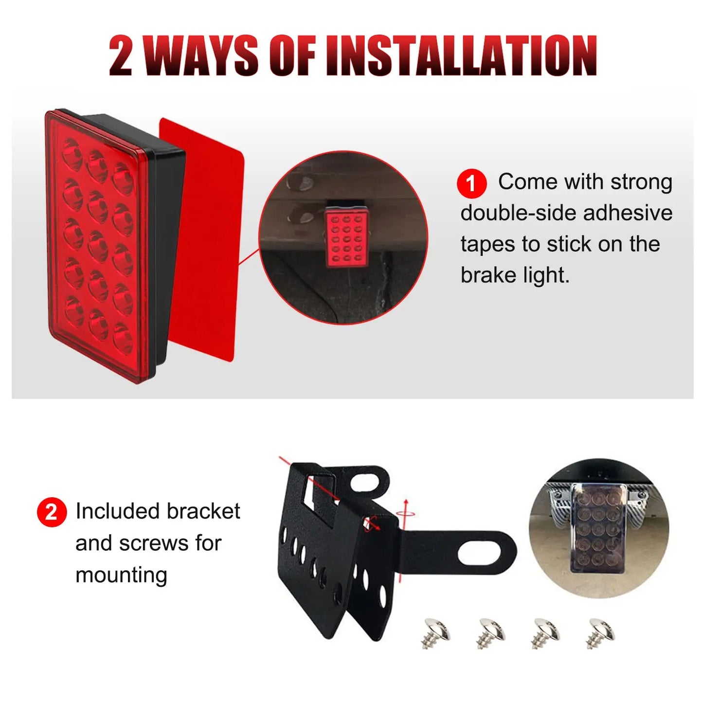 F1 Style Led Brake Pilot Lights 12V 15led Rear Tail Lights Auto Flash Warning Reverse Stop Safety Signal Lamps For Car SUV Moto