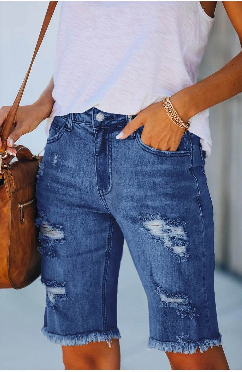 Ripped Tassel Denim Shorts - P12 Hub Europe