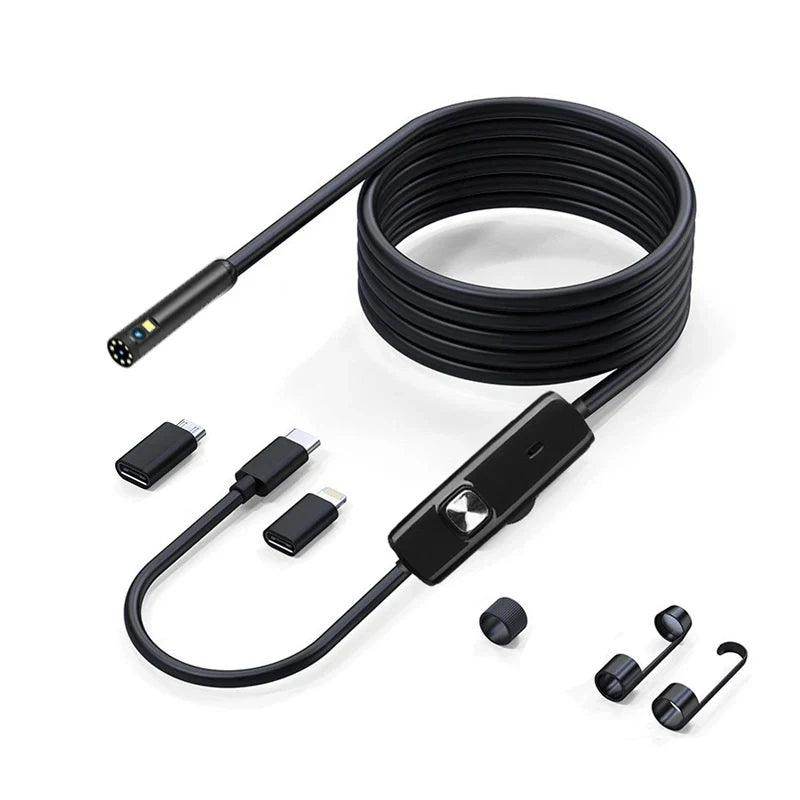 Endoscope 8mm iOS/Android 1080P,LED, Car Inspection,USB-C - P12 Hub Europe