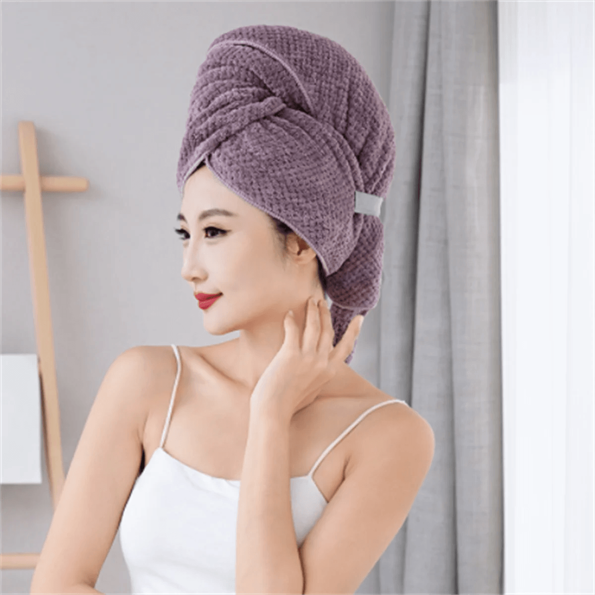 Super Absorbent Elastic Band Head Towel for Women's Hair Drying - Extra Large Microfiber Hair Towel Wrap with Headband - P12 Hub Europe