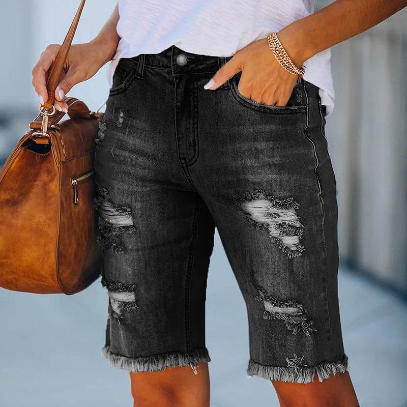 Ripped Tassel Denim Shorts - P12 Hub Europe