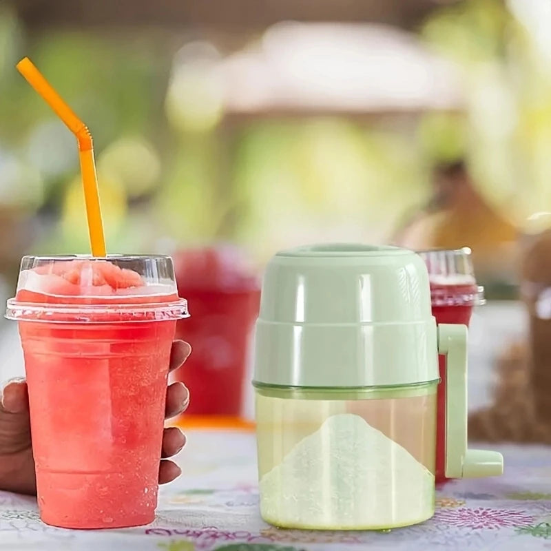 Mini Ice Crusher, Machine Portable Ice Shaver Hand Operated Shaved Ice Milkshake Maker, Premium Manual Hand Crank Operated