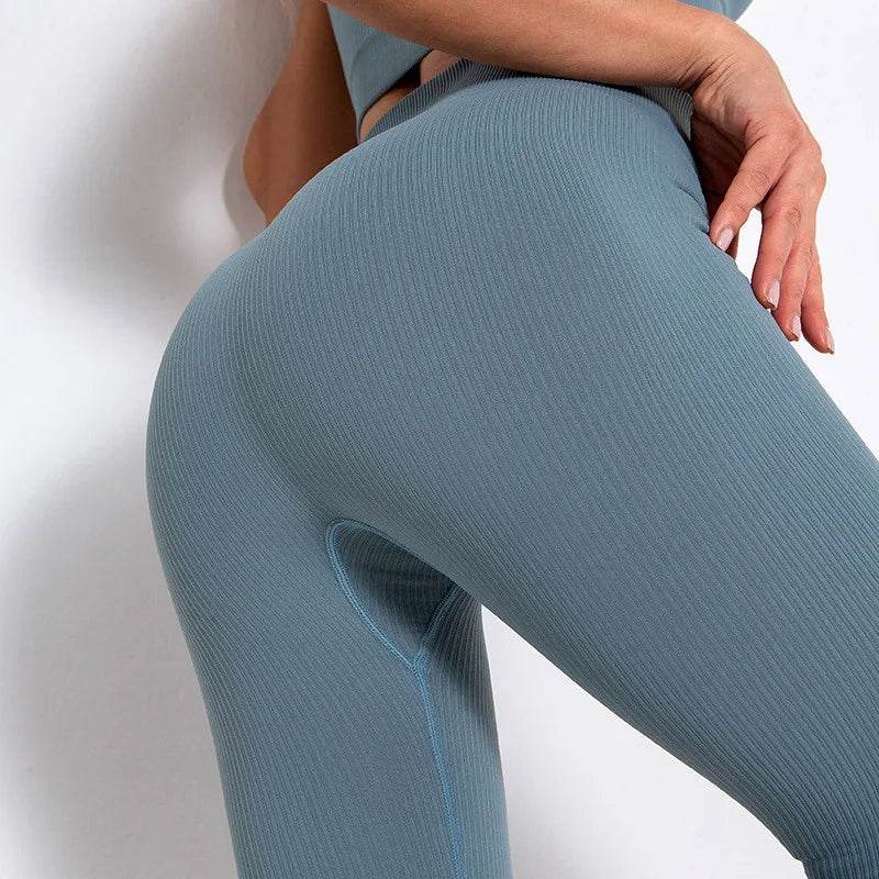 Women's Seamless Ribbed Yoga Leggings - P12 Hub Europe
