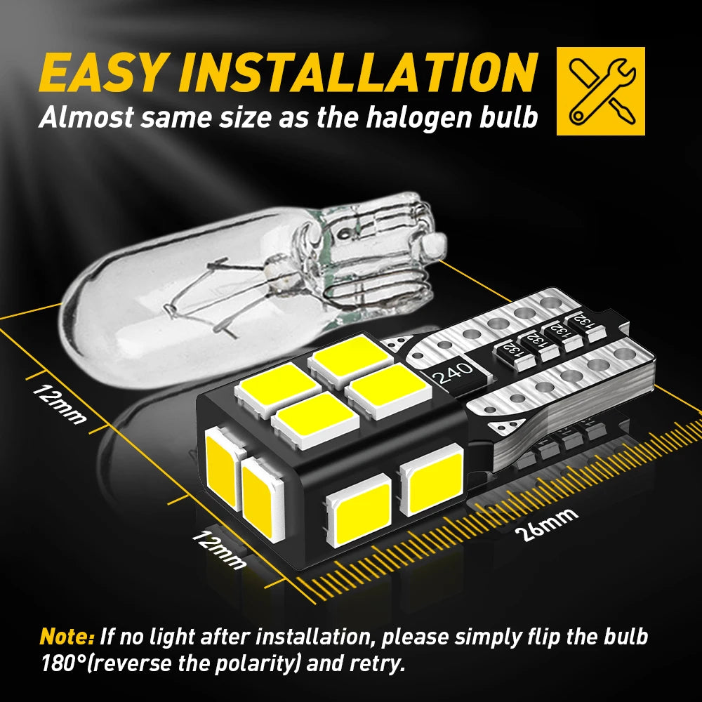 AUXITO W5W LED CANBUS Bulb T10 LED 168 194 For Car Clearance Parking Number Plate Lamp Interior Lights 6000K 12V Signal Lamp