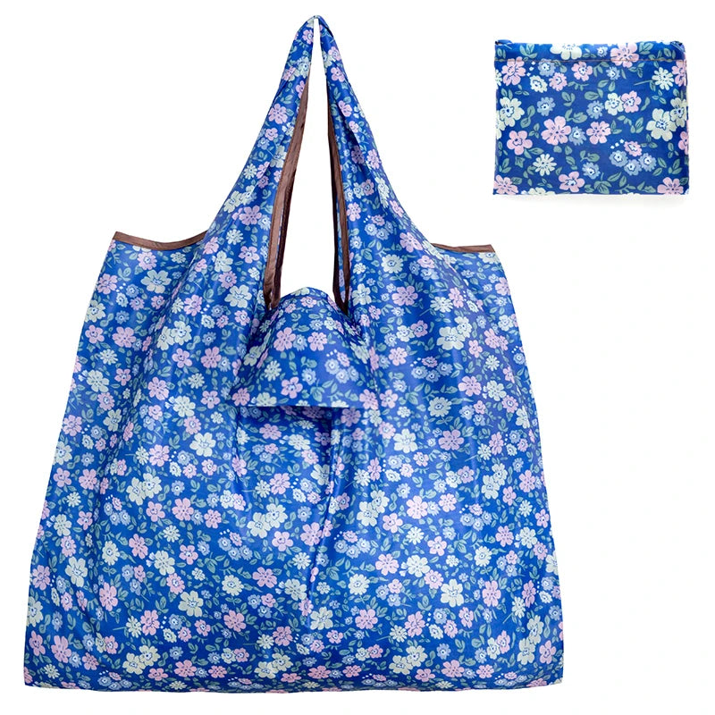 Personal Style Large Tote ECO Reusable Polyester Portable Shoulder Women's Handbags Folding Pouch Shopping Bag Storage