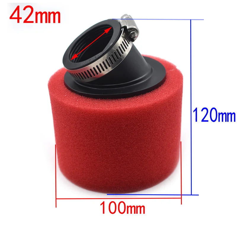 Red 32mm 35mm 38mm 42mm 45mm 48mm Bend Elbow Neck Foam Air Filter Sponge Cleaner Moped Scooter Dirt Pit Bike Motorcycle Kayo BSE