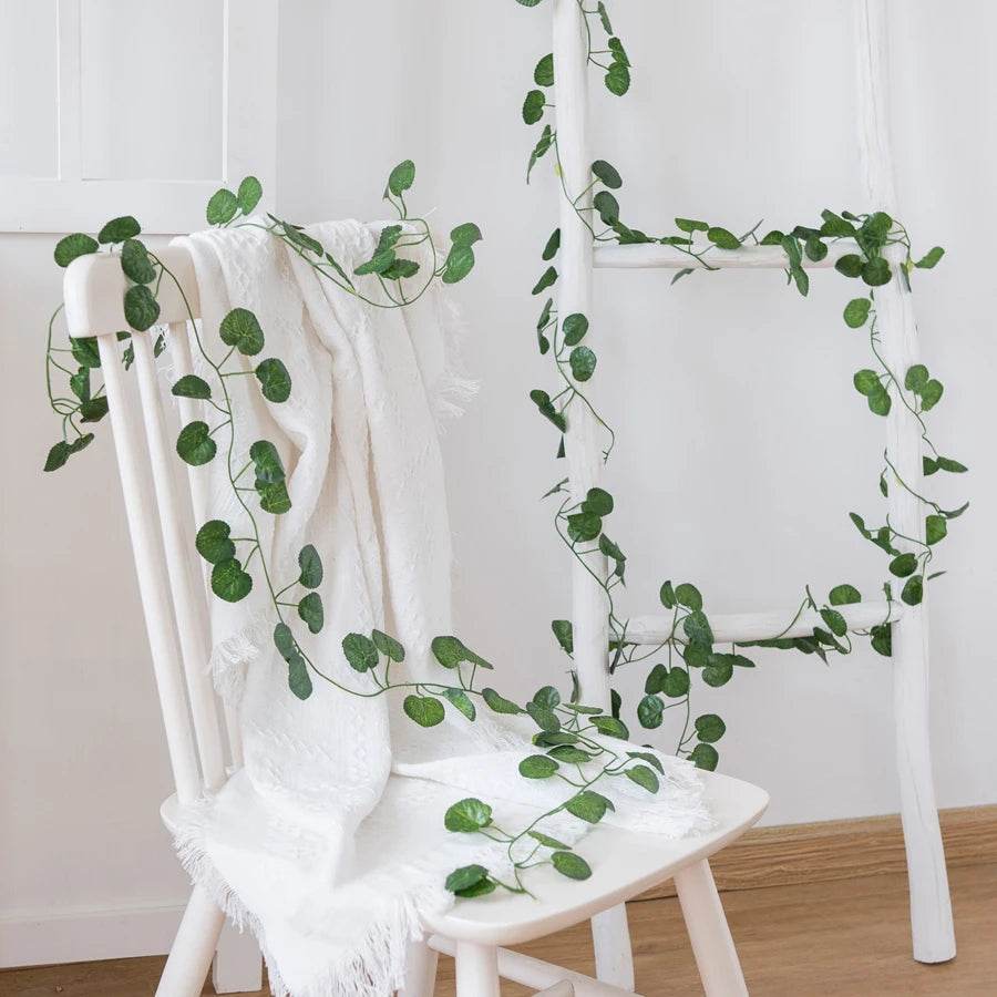 210Cm Artificial Hanging Christmas Garland Plants Vine Leaves Green Silk Outdoor Home Wedding Party Bathroom Garden Decoration - P12 Hub Europe