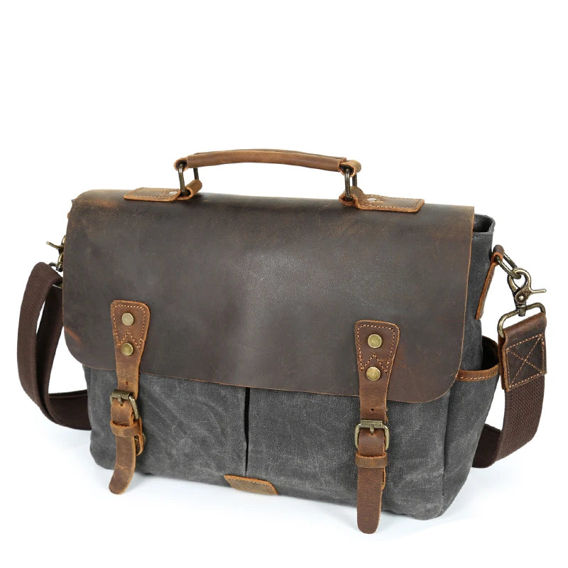 waterproof padded waxed canvas bags personalized stylish case satchel vintage messenger bag for men