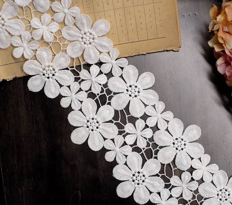 10CM Wide High Quality Exquisite Lace Cotton Embroidery Ribbon Lace Trim Skirt Sewing Accessories Clothing Decorative Materials - P12 Hub Europe