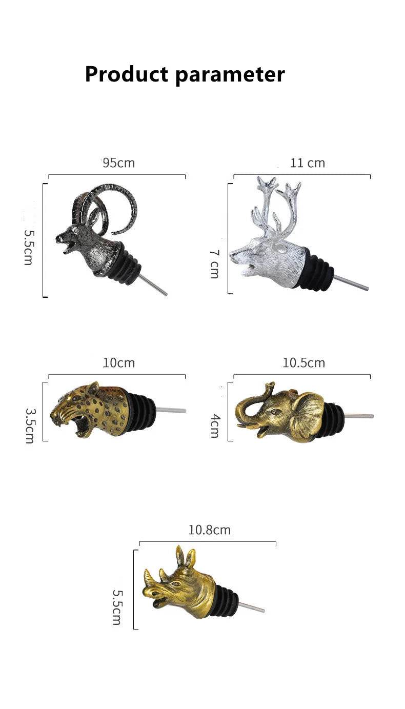 1PC Bar decoration accessories nightclub bar counter accessories red wine pourer zinc alloy rhino lion head wine stopper - P12 Hub Europe