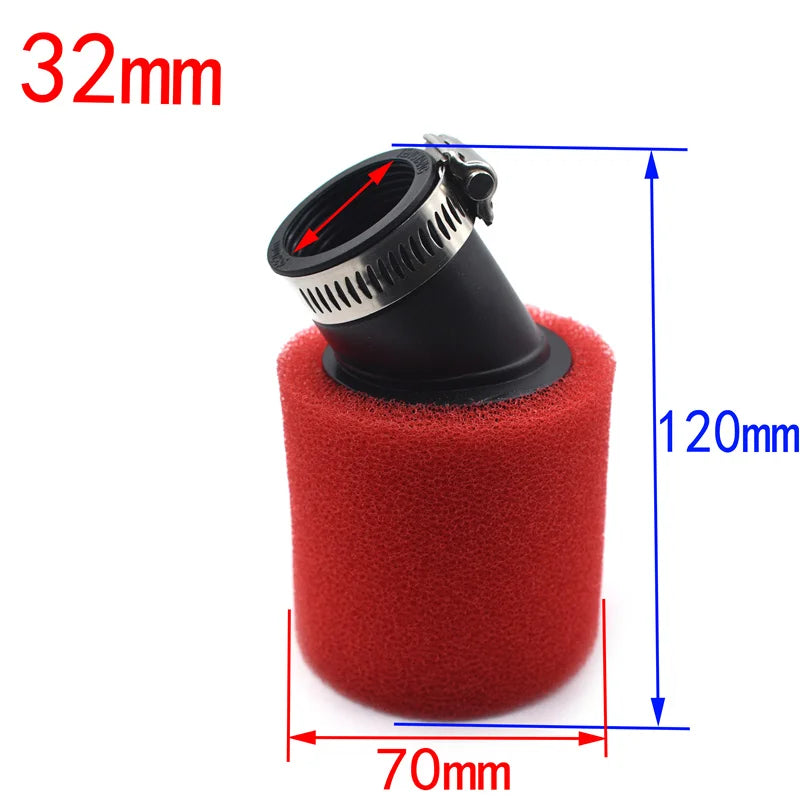 Red 32mm 35mm 38mm 42mm 45mm 48mm Bend Elbow Neck Foam Air Filter Sponge Cleaner Moped Scooter Dirt Pit Bike Motorcycle Kayo BSE