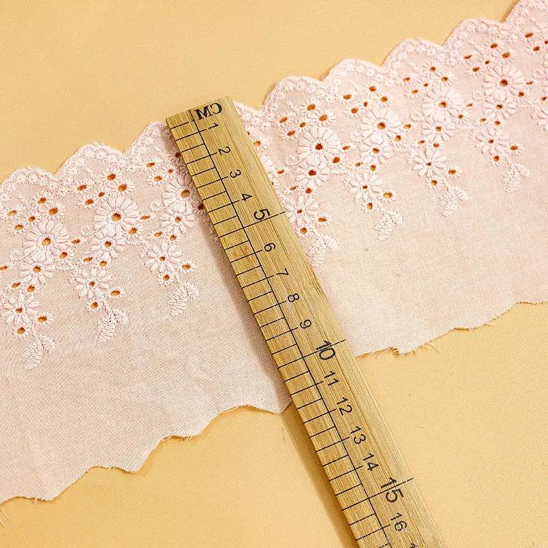 1Y Flower Hollow 11CM Wide Cotton Cloth Lace Trim Fabric Clothes Accessories Cuffs Skirt Hem - P12 Hub Europe