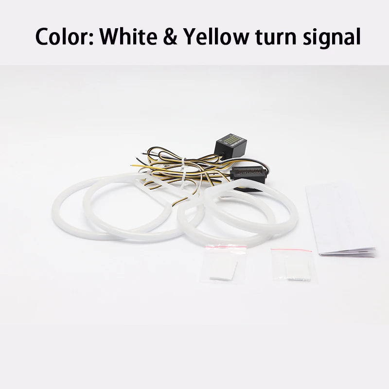131mm+146mm SMD Cotton LED Angel Eye Ring Kit For For BMW 3 Series E46 Sedan 2001-2005 Gen Headlight Without Projector