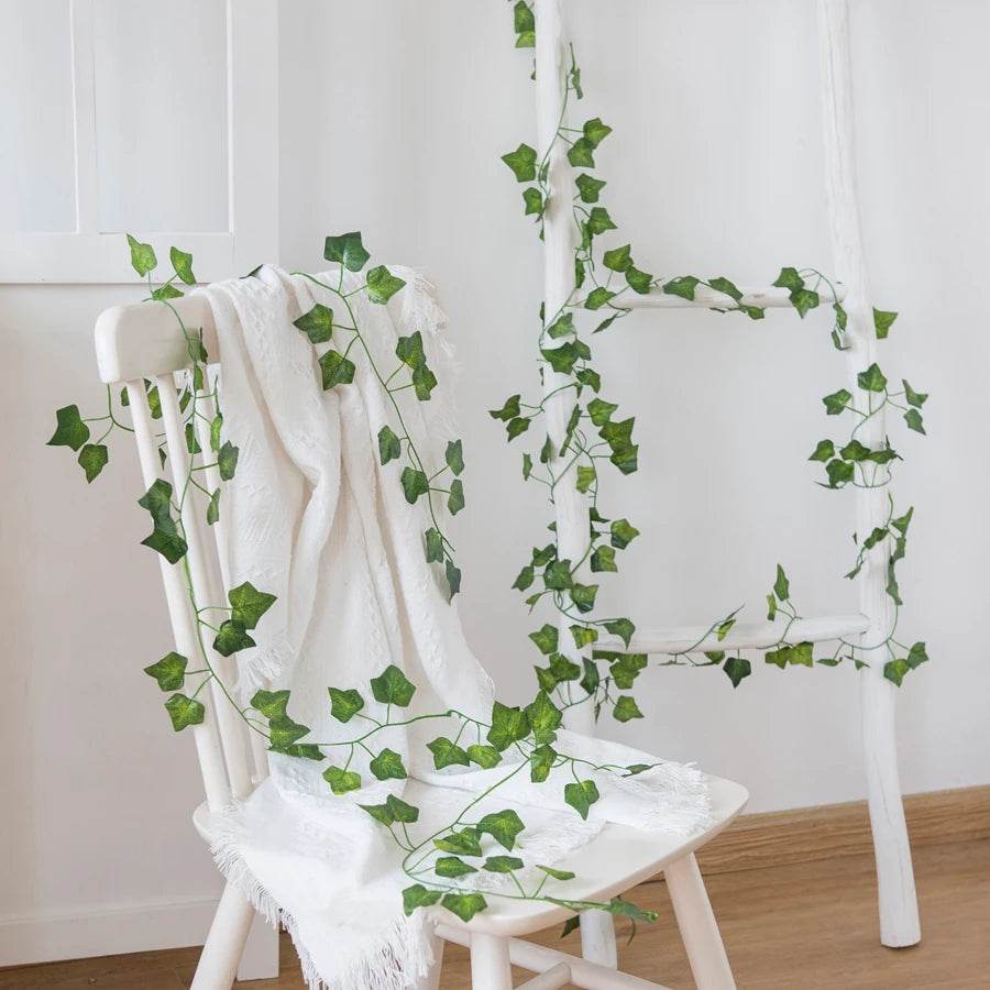 210Cm Artificial Hanging Christmas Garland Plants Vine Leaves Green Silk Outdoor Home Wedding Party Bathroom Garden Decoration - P12 Hub Europe