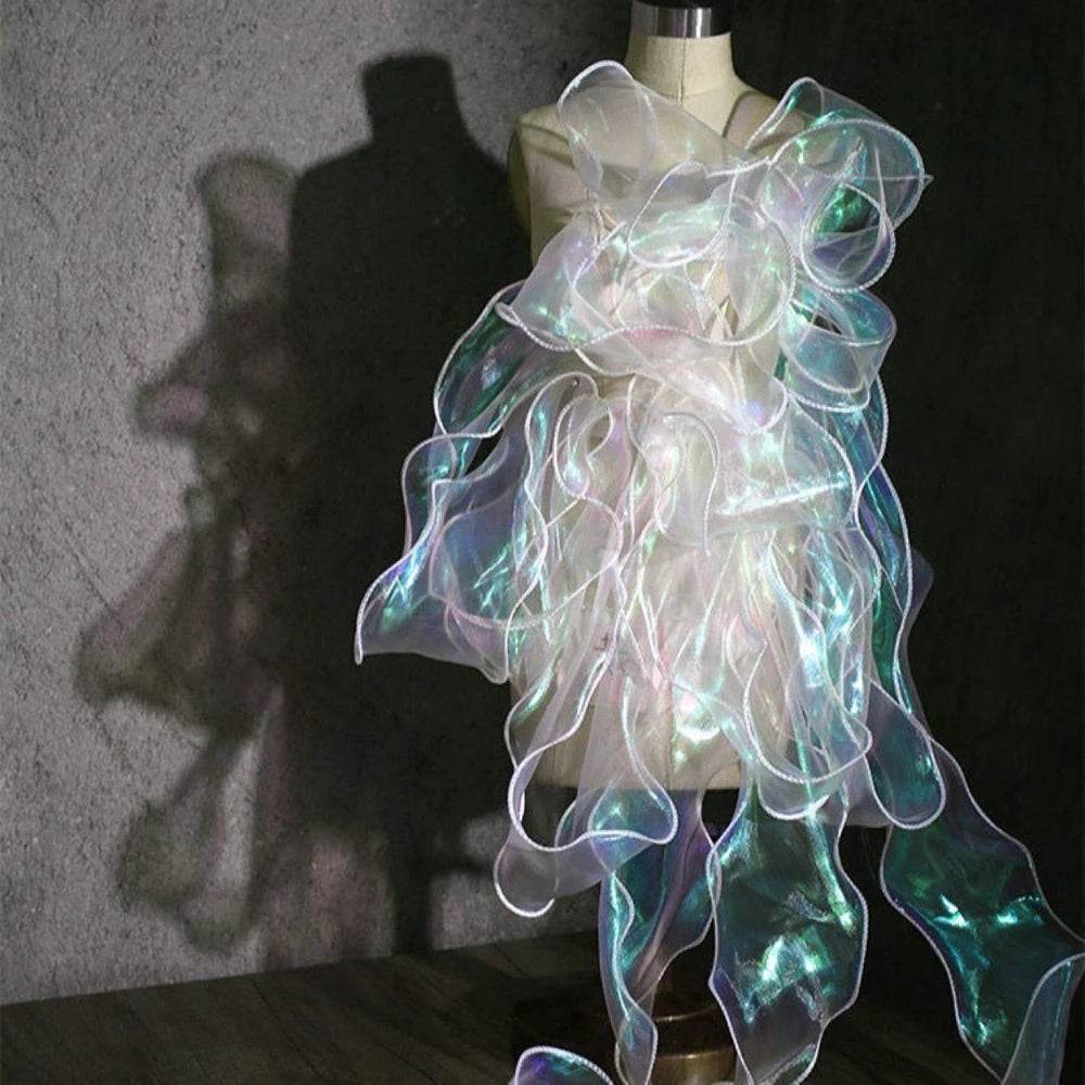9Yard Transparent Ruffle Lace Trim Fabric Gradient DIY Patchwork Collars Decor Skirt Wedding Dress Designer Accessories 6CM Wide - P12 Hub Europe