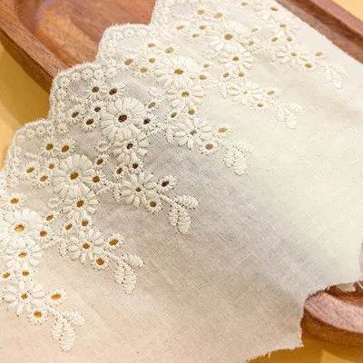 1Y Flower Hollow 11CM Wide Cotton Cloth Lace Trim Fabric Clothes Accessories Cuffs Skirt Hem - P12 Hub Europe