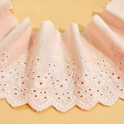 1Y Flower Hollow 11CM Wide Cotton Cloth Lace Trim Fabric Clothes Accessories Cuffs Skirt Hem - P12 Hub Europe