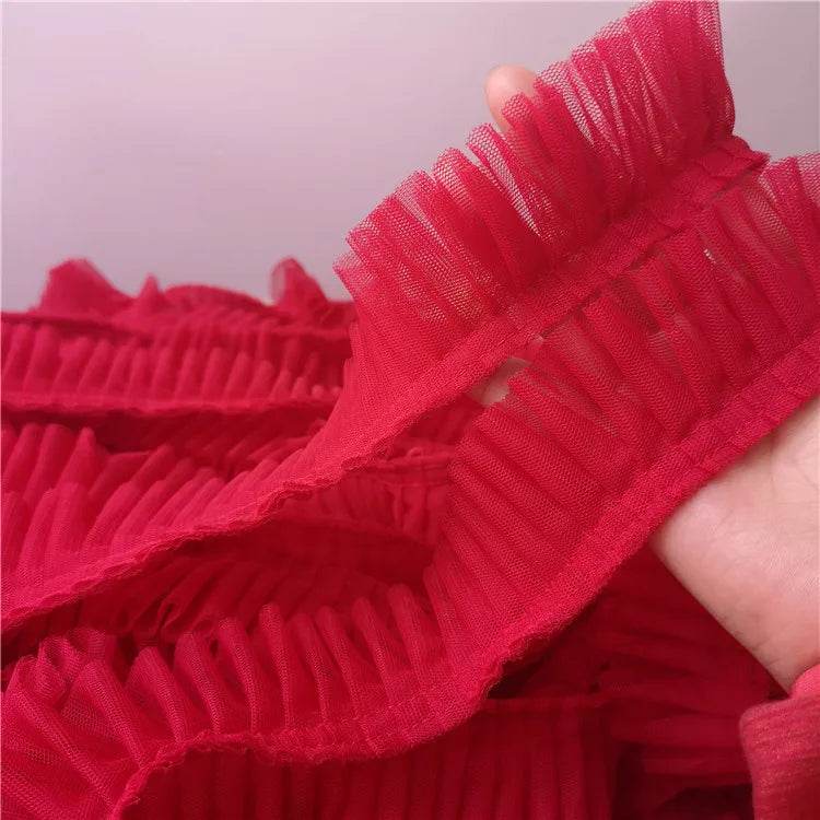 5CM Wide Double Layers 3D Pleated Mesh Lace Fabric Ruffle Trim Embroidered Collar Ribbon Sewing Clothing Skirt Splicing Material - P12 Hub Europe