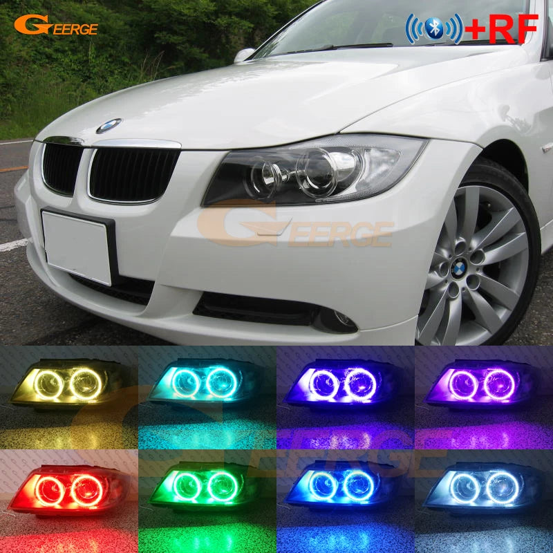 For BMW 3 Series E90 E91 E92 E93 M3 RF Remote Bluetooth-Compatible APP Multi-Color RGB Led Angel Eyes Halo Rings Car Accessories