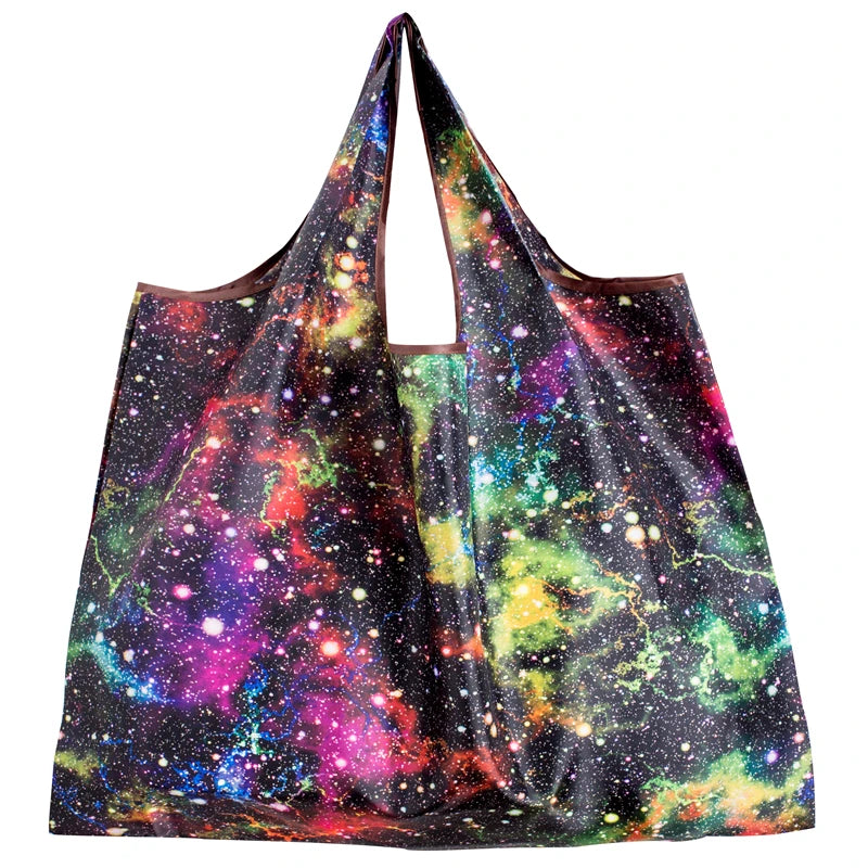 Personal Style Large Tote ECO Reusable Polyester Portable Shoulder Women's Handbags Folding Pouch Shopping Bag Storage