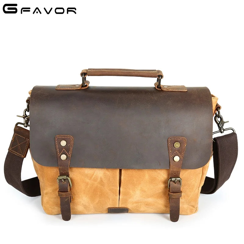 waterproof padded waxed canvas bags personalized stylish case satchel vintage messenger bag for men