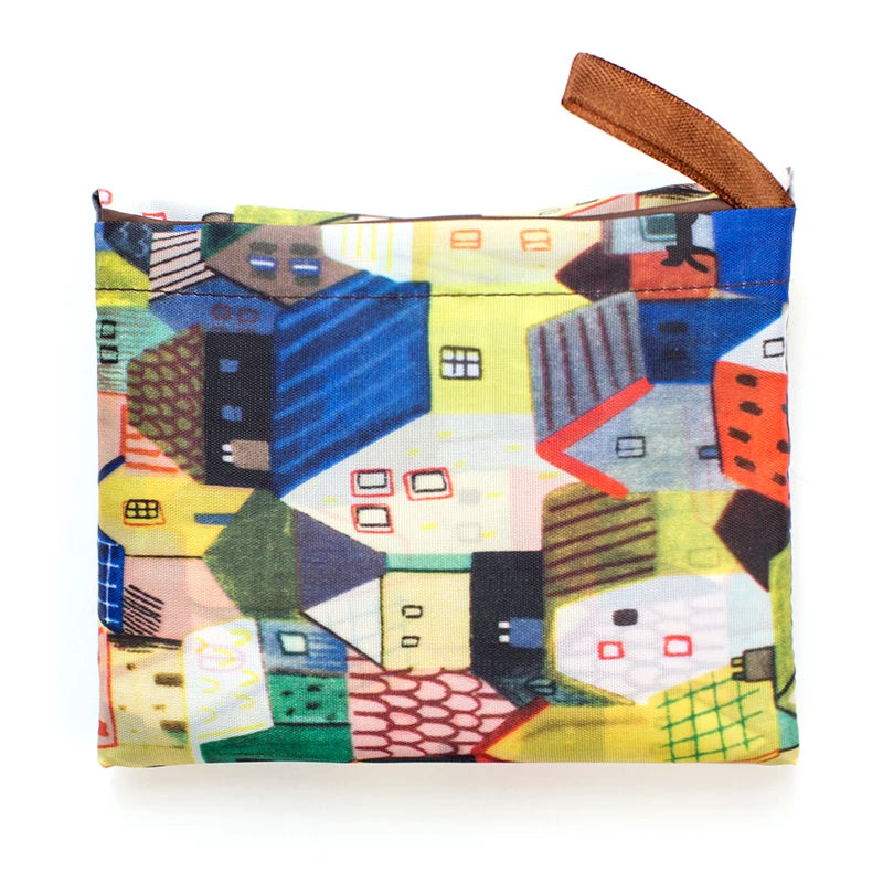 Personal Style Large Tote ECO Reusable Polyester Portable Shoulder Women's Handbags Folding Pouch Shopping Bag Storage