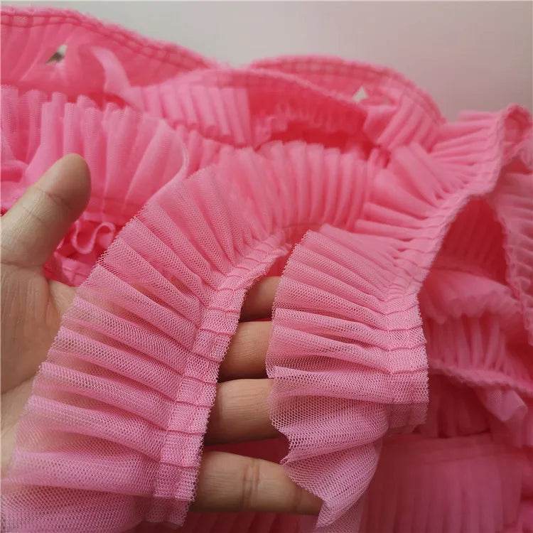 5CM Wide Double Layers 3D Pleated Mesh Lace Fabric Ruffle Trim Embroidered Collar Ribbon Sewing Clothing Skirt Splicing Material - P12 Hub Europe