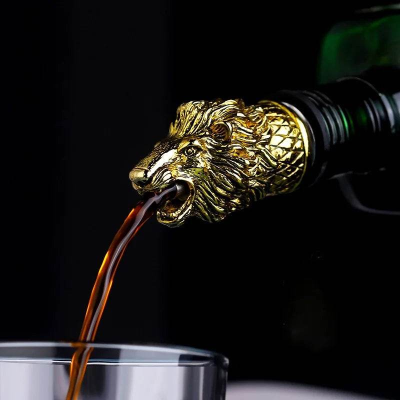 1PC Bar decoration accessories nightclub bar counter accessories red wine pourer zinc alloy rhino lion head wine stopper - P12 Hub Europe