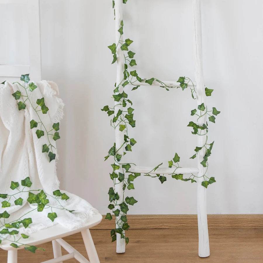210Cm Artificial Hanging Christmas Garland Plants Vine Leaves Green Silk Outdoor Home Wedding Party Bathroom Garden Decoration - P12 Hub Europe