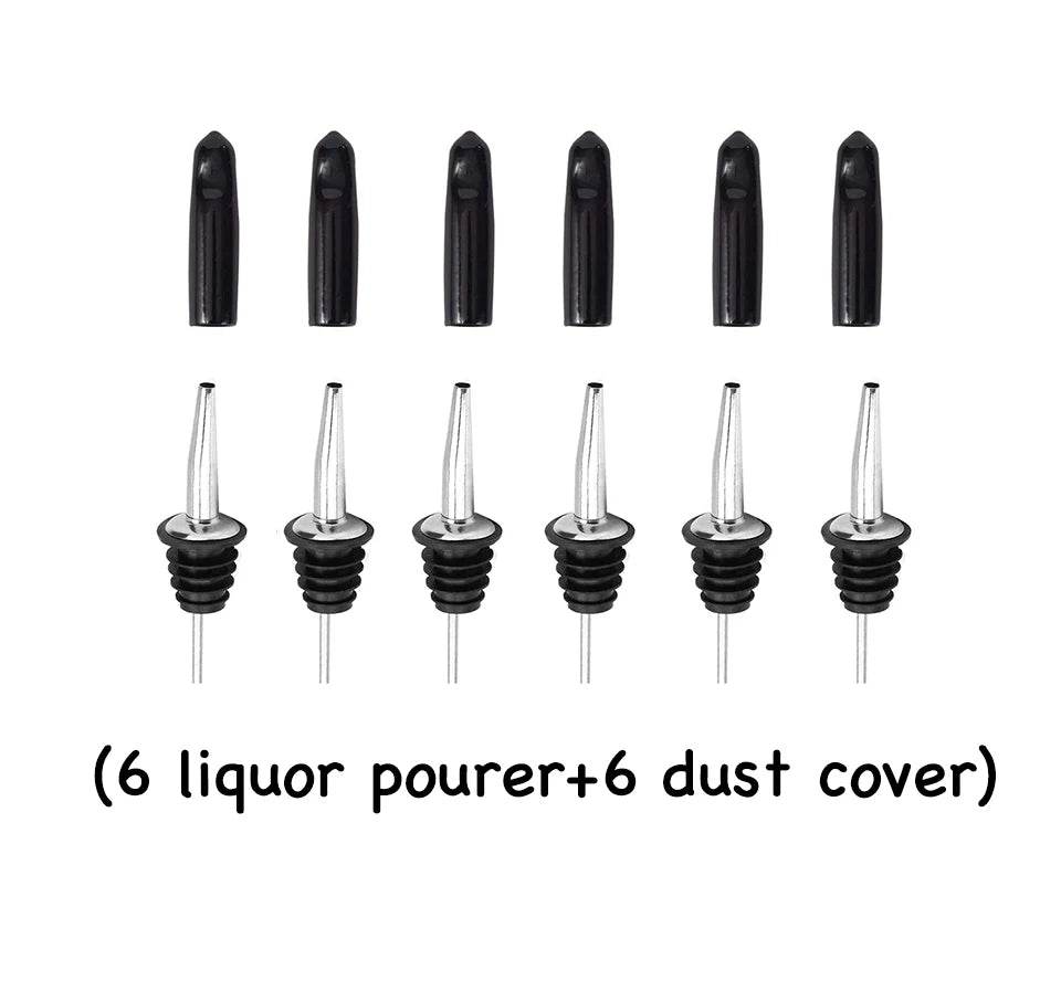 6PCS Stainless Steel Wine Pourer Stopper Bottle Pourer Spout Stopper Speed Pourer Bar Wine Accessories Set of 6 - P12 Hub Europe