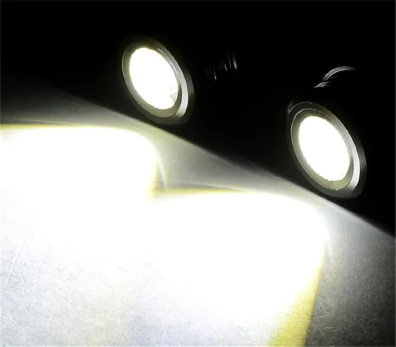 2Pcs White 12V 6000K Car Led Eagle Eye 23mm Daytime Running Lights Waterproof Fog Lamp Backup Reversing Parking Signal Styling