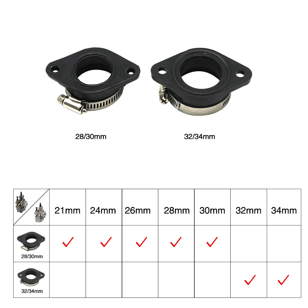 ZSDTRP Motorcycle Carburetor Adapter Inlet Intake Pipe Rubber Fit for KEIHIN MIKUNI KOSO PE PWK21-34 Motocross Air Intake