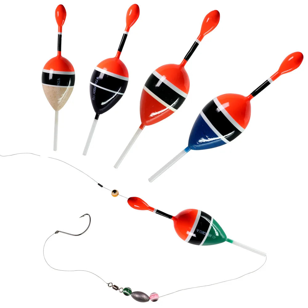 THKFISH 5pcs Fishing Floats Slip Bobber Rigs Balsa Wood Sea Fishing Float 5g 15g Buoyancy Fishing Buoys For Catfish Fishing