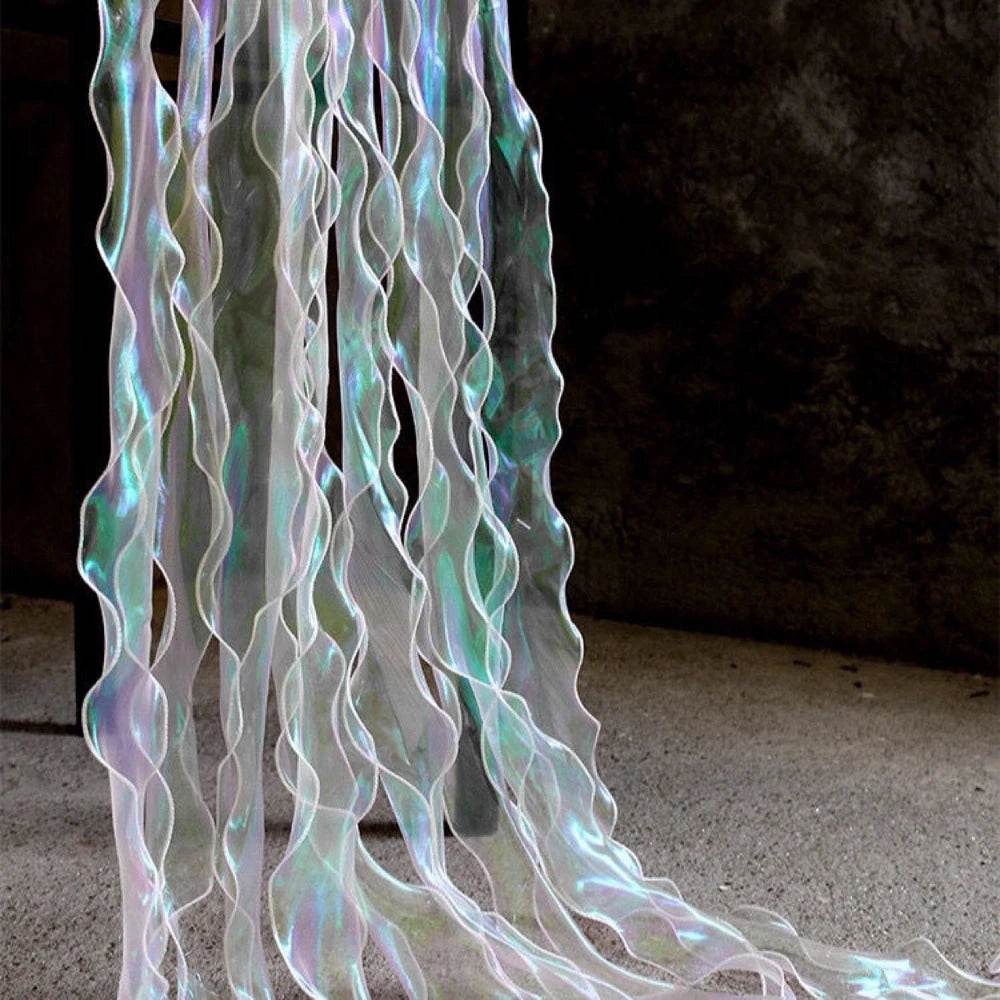 9Yard Transparent Ruffle Lace Trim Fabric Gradient DIY Patchwork Collars Decor Skirt Wedding Dress Designer Accessories 6CM Wide - P12 Hub Europe