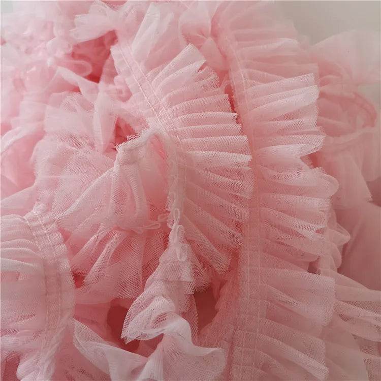 5CM Wide Double Layers 3D Pleated Mesh Lace Fabric Ruffle Trim Embroidered Collar Ribbon Sewing Clothing Skirt Splicing Material - P12 Hub Europe