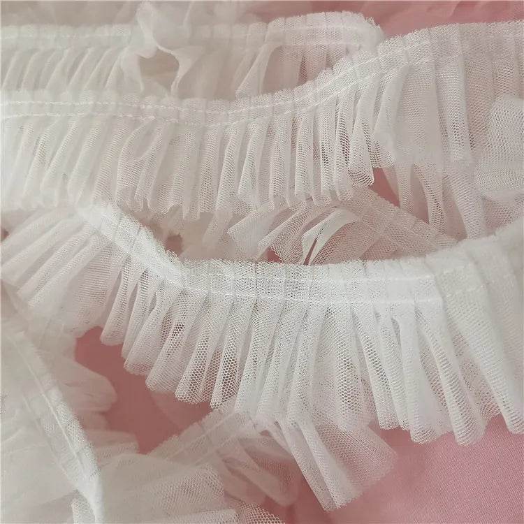 5CM Wide Double Layers 3D Pleated Mesh Lace Fabric Ruffle Trim Embroidered Collar Ribbon Sewing Clothing Skirt Splicing Material - P12 Hub Europe