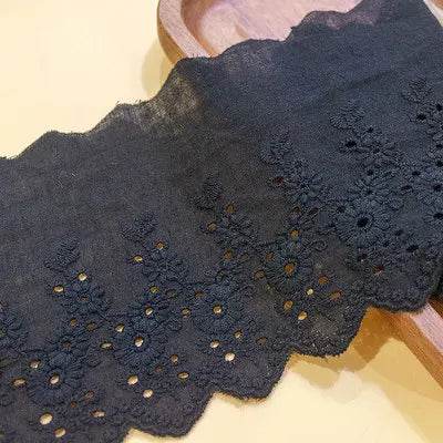 1Y Flower Hollow 11CM Wide Cotton Cloth Lace Trim Fabric Clothes Accessories Cuffs Skirt Hem - P12 Hub Europe