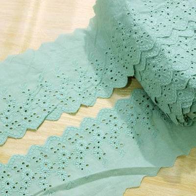 1Y Flower Hollow 11CM Wide Cotton Cloth Lace Trim Fabric Clothes Accessories Cuffs Skirt Hem - P12 Hub Europe