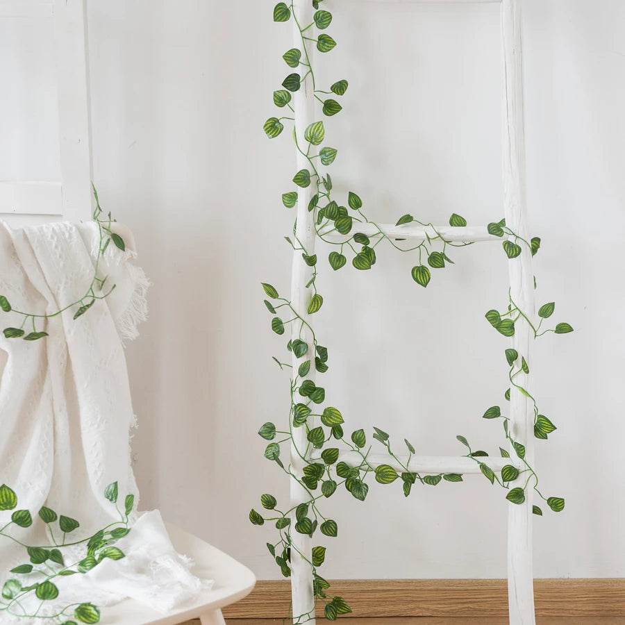 210Cm Artificial Hanging Christmas Garland Plants Vine Leaves Green Silk Outdoor Home Wedding Party Bathroom Garden Decoration - P12 Hub Europe