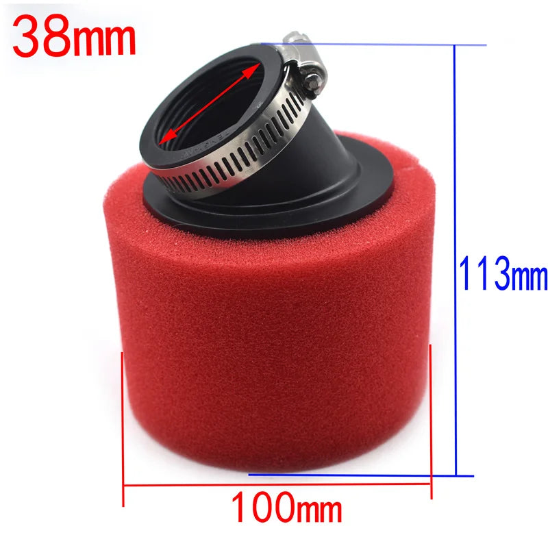 Red 32mm 35mm 38mm 42mm 45mm 48mm Bend Elbow Neck Foam Air Filter Sponge Cleaner Moped Scooter Dirt Pit Bike Motorcycle Kayo BSE