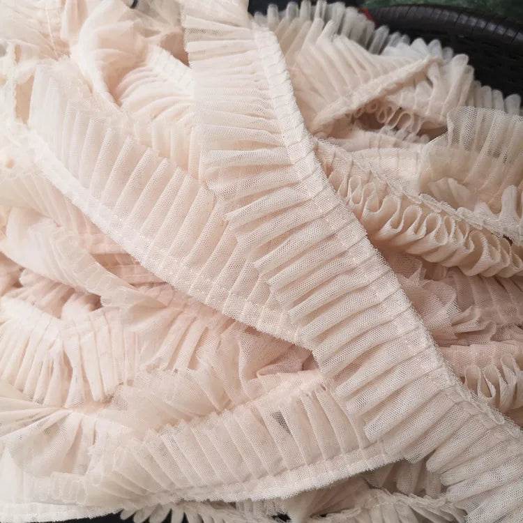 5CM Wide Double Layers 3D Pleated Mesh Lace Fabric Ruffle Trim Embroidered Collar Ribbon Sewing Clothing Skirt Splicing Material - P12 Hub Europe