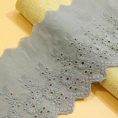 1Y Flower Hollow 11CM Wide Cotton Cloth Lace Trim Fabric Clothes Accessories Cuffs Skirt Hem - P12 Hub Europe