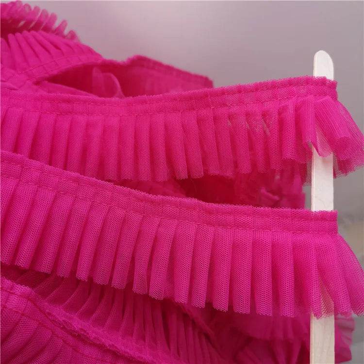 5CM Wide Double Layers 3D Pleated Mesh Lace Fabric Ruffle Trim Embroidered Collar Ribbon Sewing Clothing Skirt Splicing Material - P12 Hub Europe