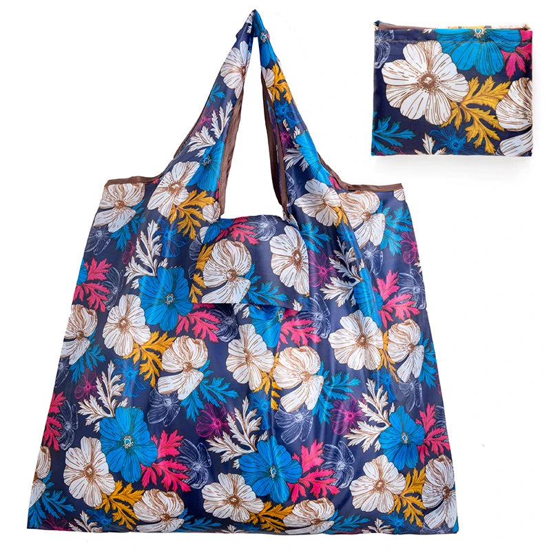 Personal Style Large Tote ECO Reusable Polyester Portable Shoulder Women's Handbags Folding Pouch Shopping Bag Storage