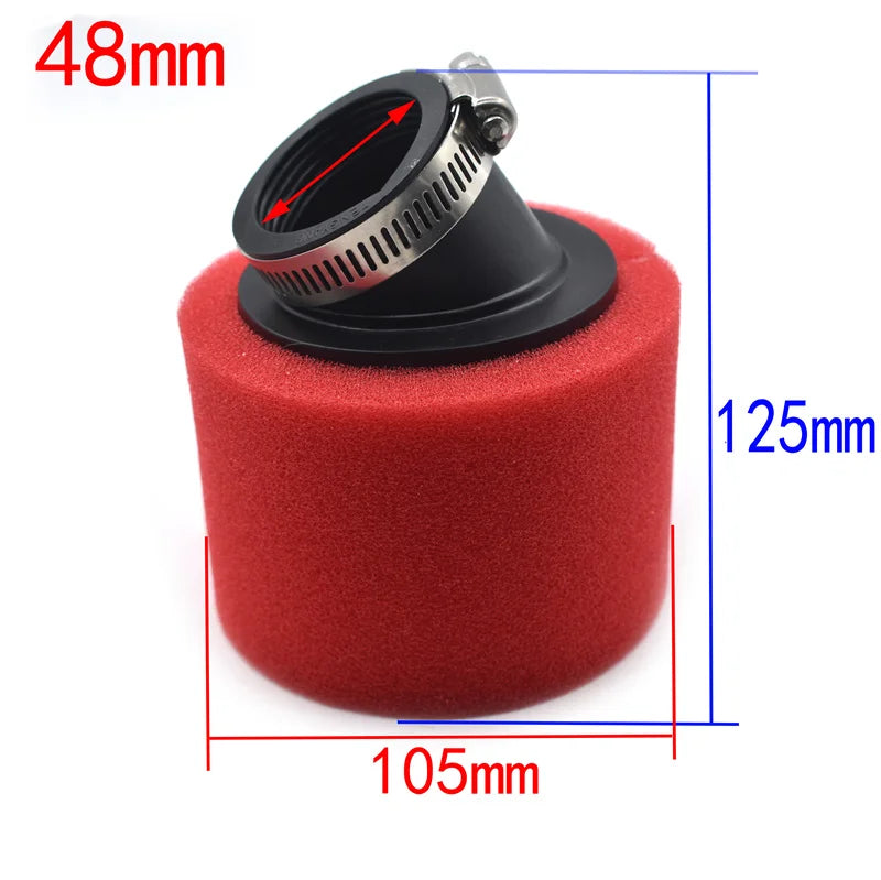 Red 32mm 35mm 38mm 42mm 45mm 48mm Bend Elbow Neck Foam Air Filter Sponge Cleaner Moped Scooter Dirt Pit Bike Motorcycle Kayo BSE