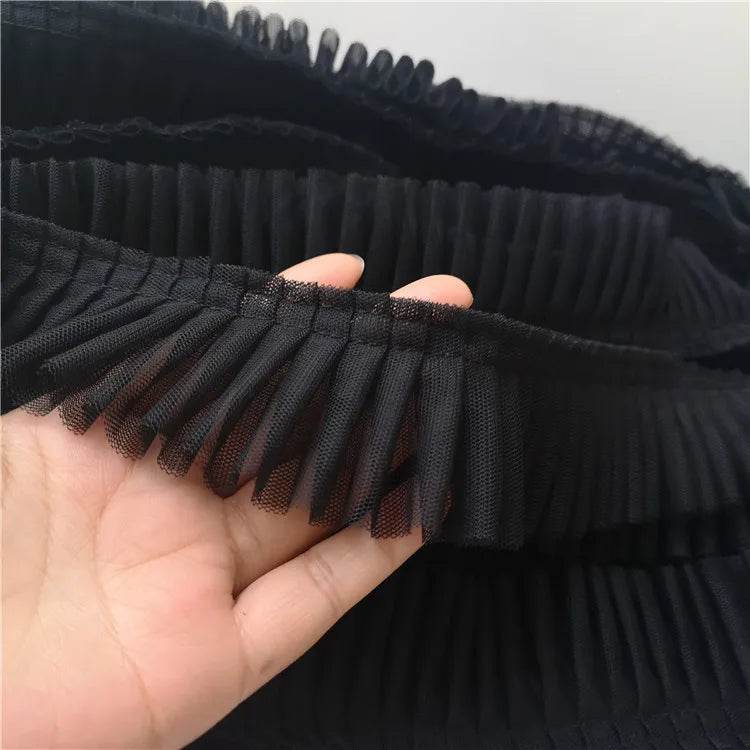 5CM Wide Double Layers 3D Pleated Mesh Lace Fabric Ruffle Trim Embroidered Collar Ribbon Sewing Clothing Skirt Splicing Material - P12 Hub Europe